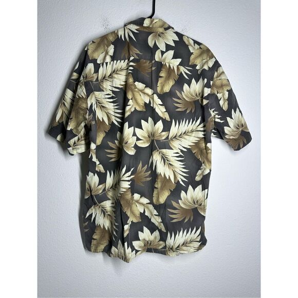 Pierre Cardin Hawaiian Shirt With Pocket Brown Size L Floral  See description - Picture 3 of 10